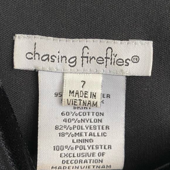 Chasing Fireflies Girls Black Gold Velvet & Lace Tiered Party Dress EUC sz 7 - Picture 7 of 12